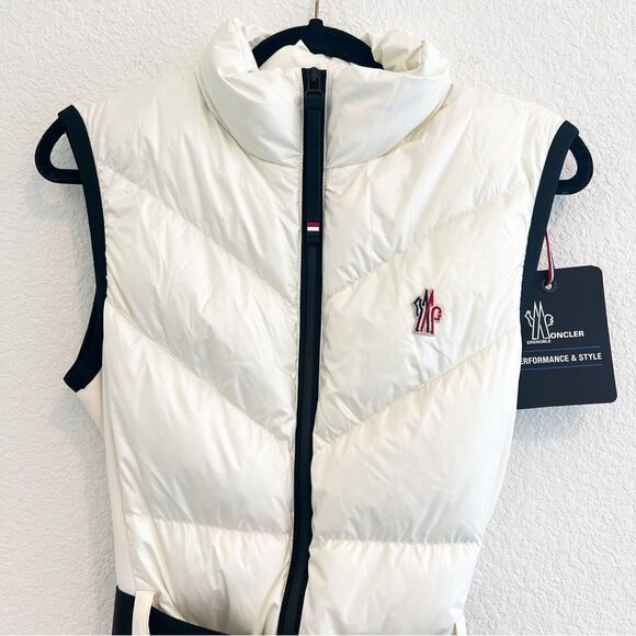 NWT Moncler Grenoble Water Repellent Mixed Media Ski Jumpsuit White XL - Picture 11 of 16